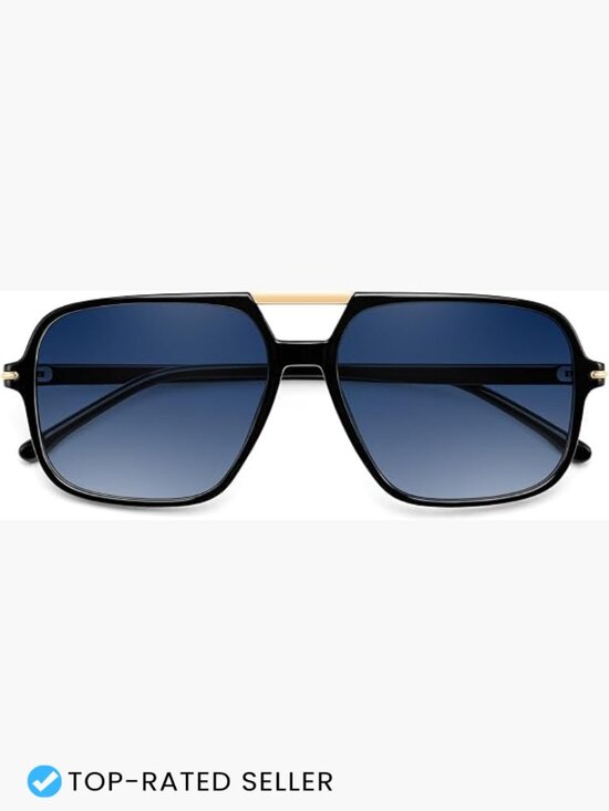 Retro Square Oversized Aviator Sunglasses Unisex 70s Classic Frame UV400 main image 6
